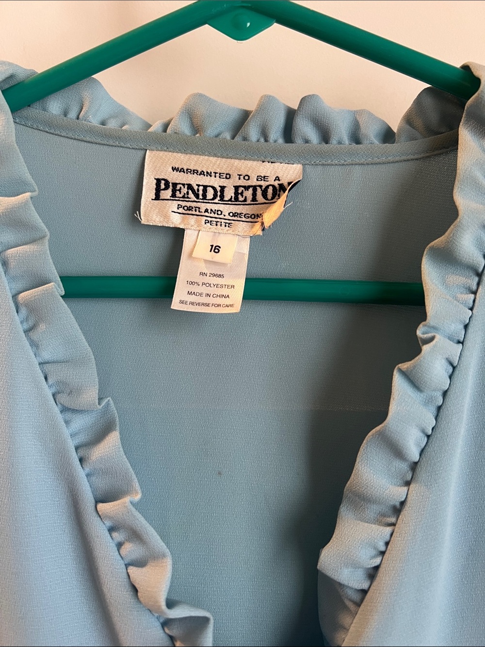 Pendleton Light Blue Ruffle Front Blouse - Picture 5 of 7